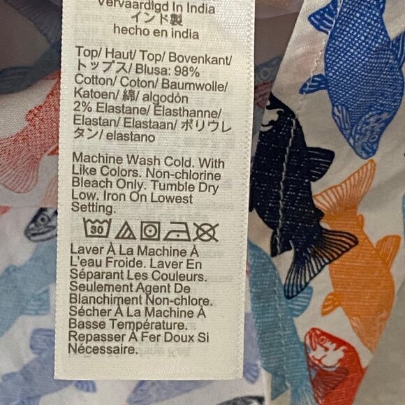 J.Crew Men Size Medium Fish All Over Graphic Print Style AU528 Button Shirt - Picture 8 of 13